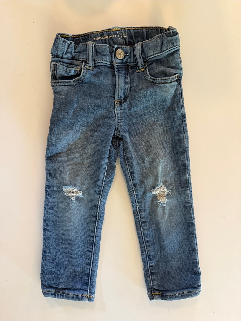 GAP Light Blue Distressed Stretch Denim Jeans - Kids